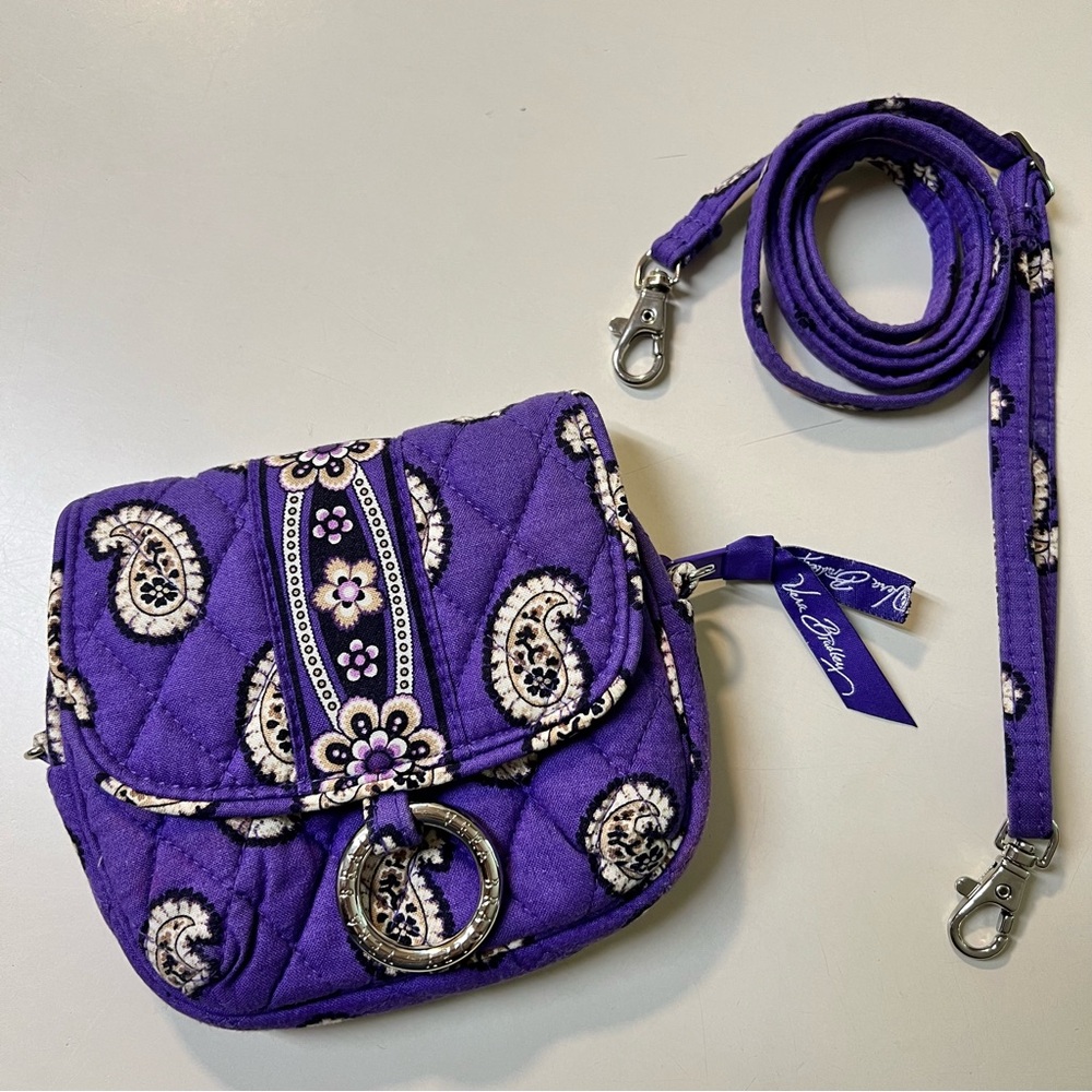 Vera Bradley Women’s Purple Paisley Quilted Fabric Mini Crossbody Bag